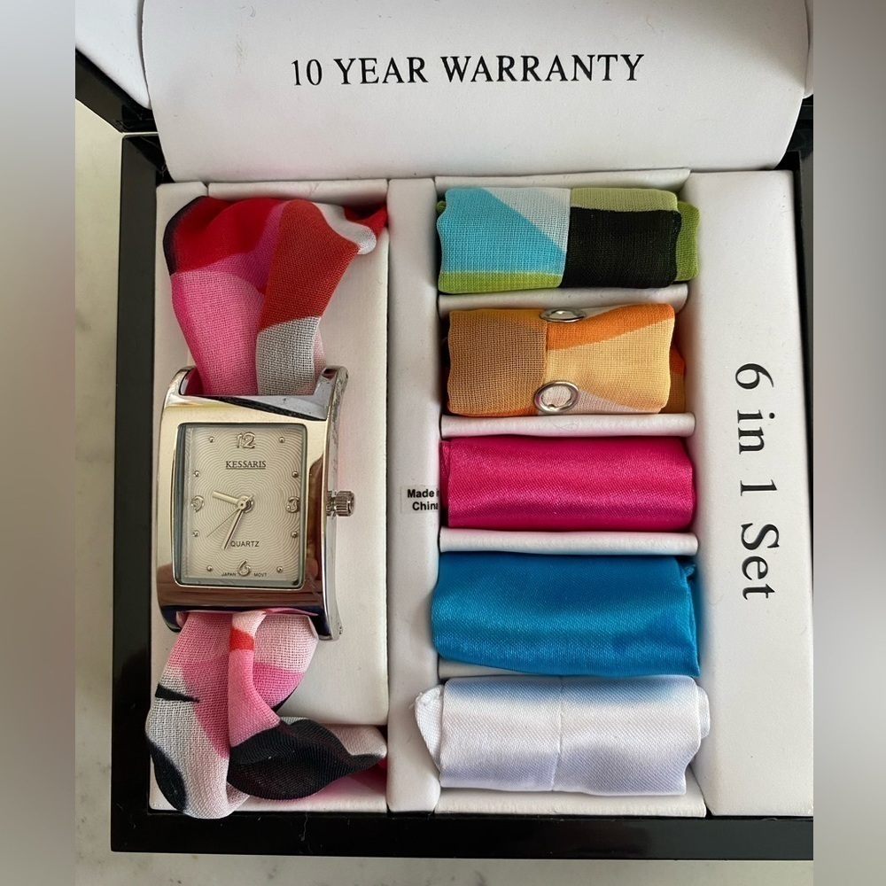 Kessaris Interchangeable Satin Strap Watch NIB